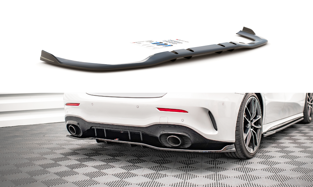 Street+ Mittlerer Diffusor RACE Heck Ansatz V.2 passend für Mercedes A 35 AMG Limousine V177 schwarz Hochglanz