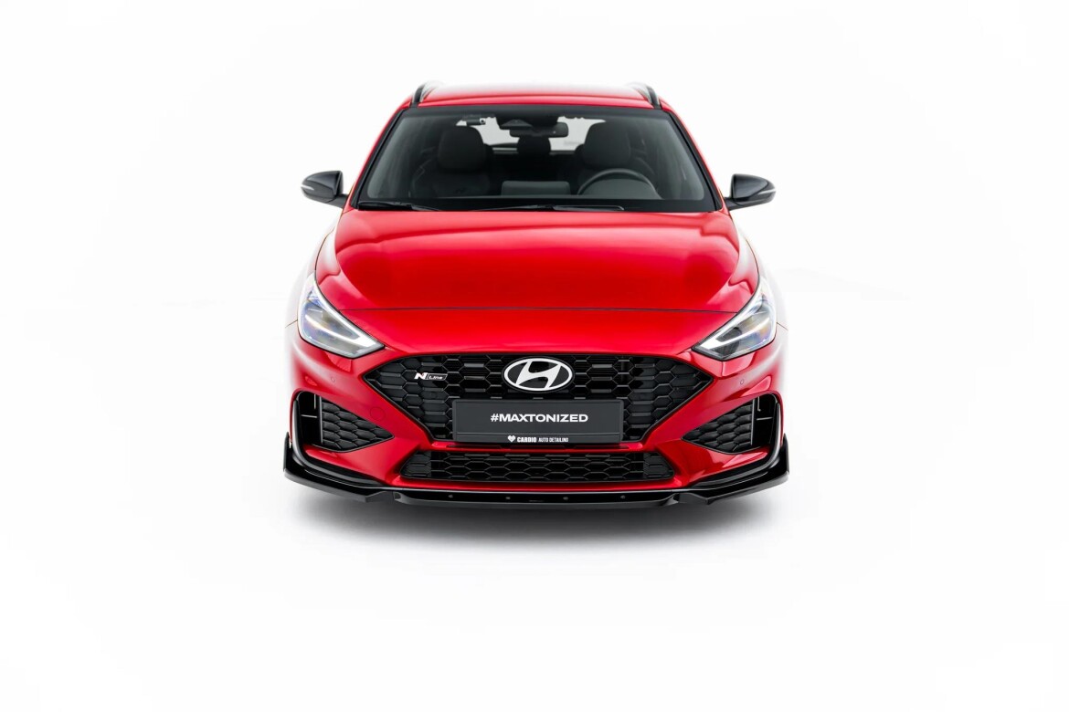 Frontlippe V.1 passend für Hyundai I30 N-Line Wagon Mk3 Facelift schwarz Hochglanz + Flaps matt