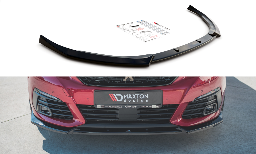 Street+ Spoilerlippe Front Ansatz V.1 passend für Peugeot 308 GT Mk2 FL schwarz Hochglanz