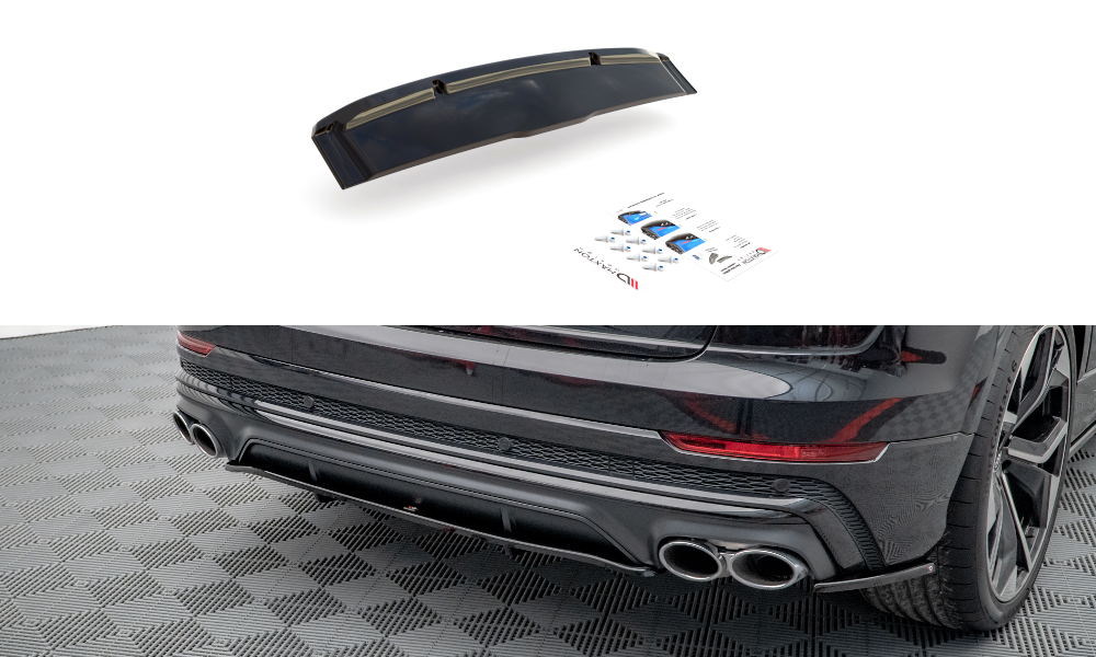 Street+ Mittlerer Diffusor RACE Heck Ansatz passend für Audi SQ8 Mk1 schwarz Hochglanz