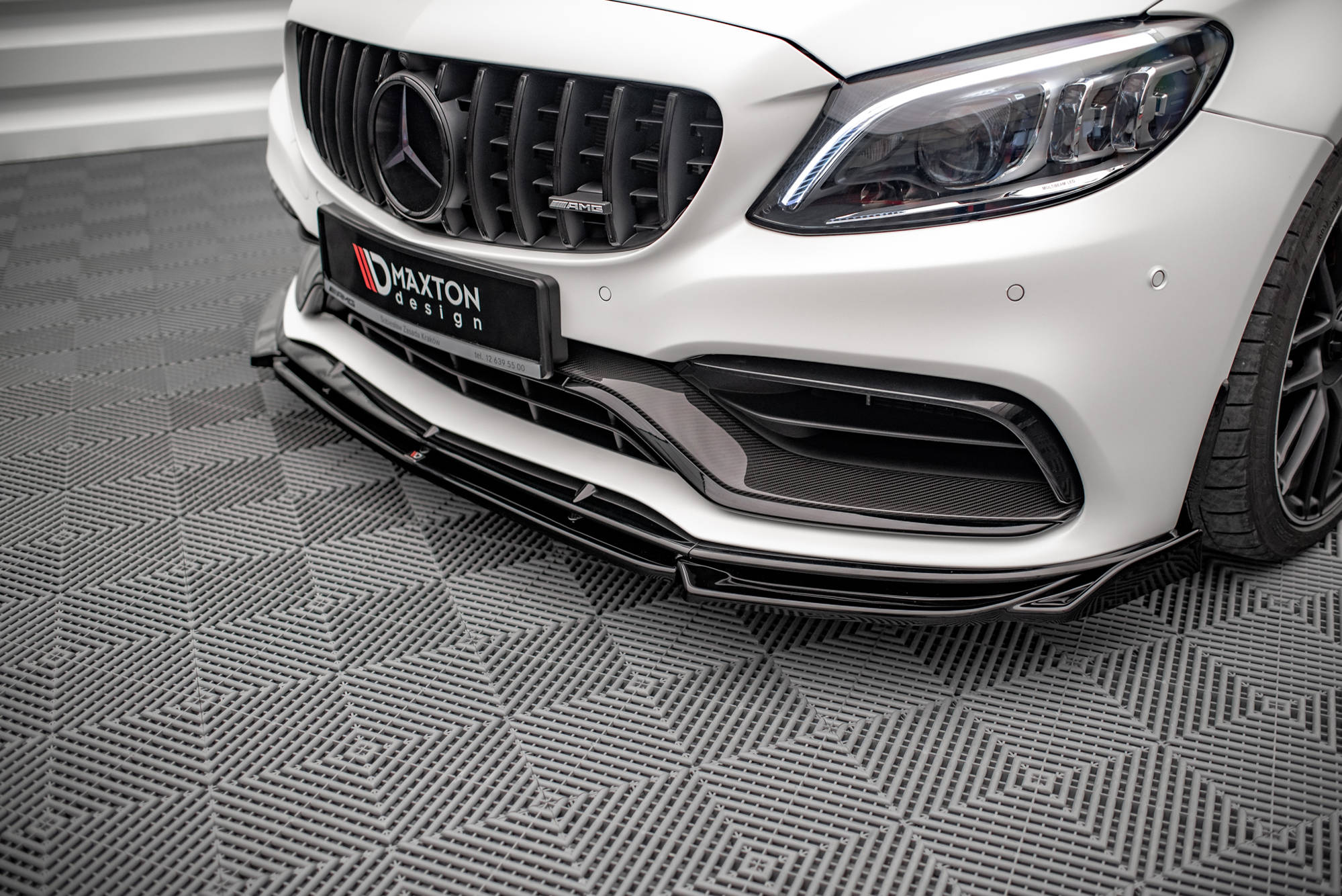 Street+ Spoilerlippe Front Ansatz V.2 passend für Mercedes-AMG C63 Coupe AMG Aero Pack C205 FL schwarz Hochglanz