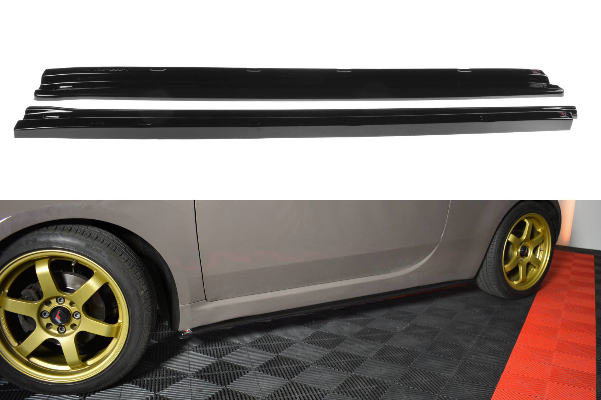 Seitenschweller Ansatz für Fiat 500 schwarz Hochglanz