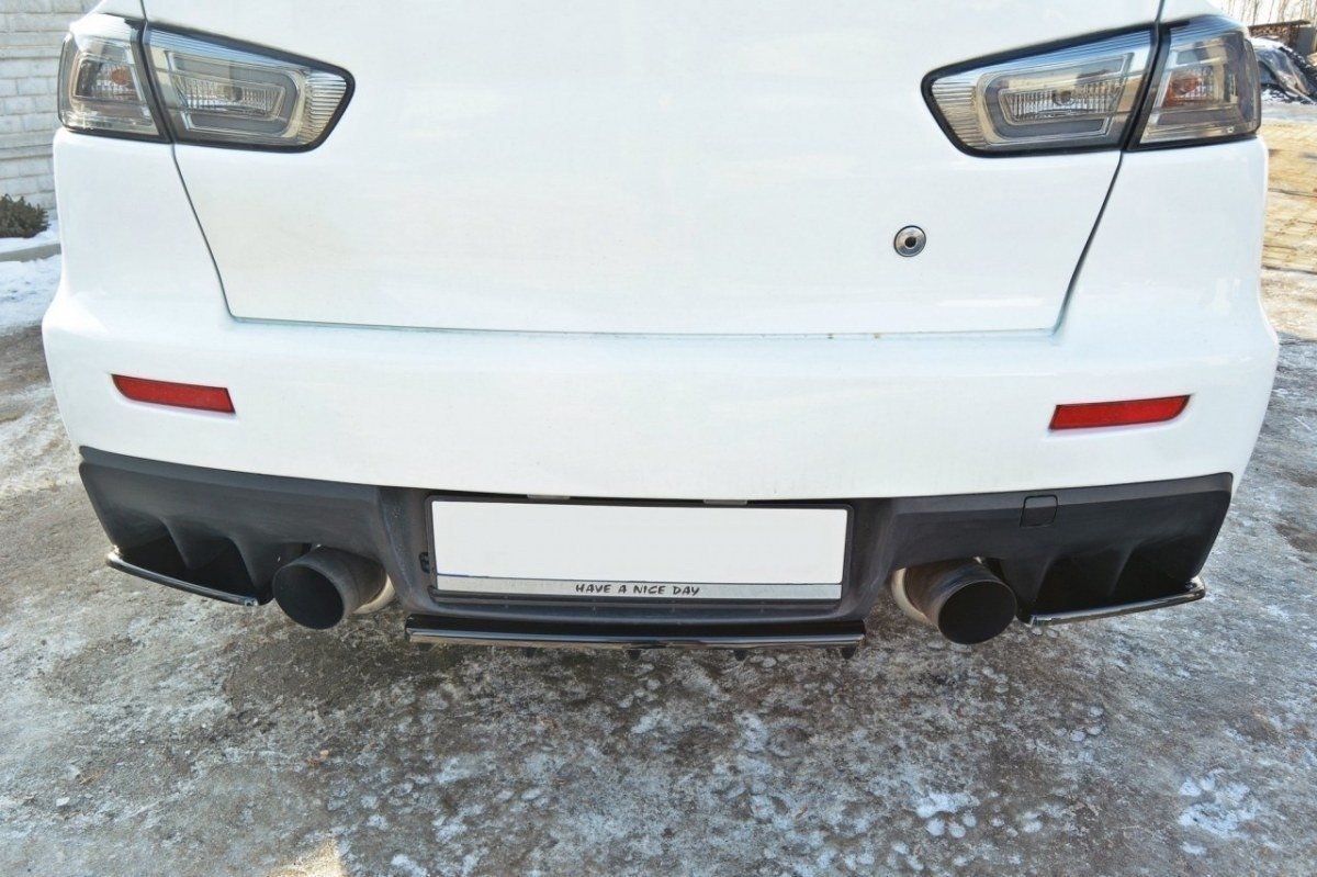 Mittlerer Diffusor Heck Ansatz für Mitsubishi Lancer Evo X im DTM LOOK schwarz matt
