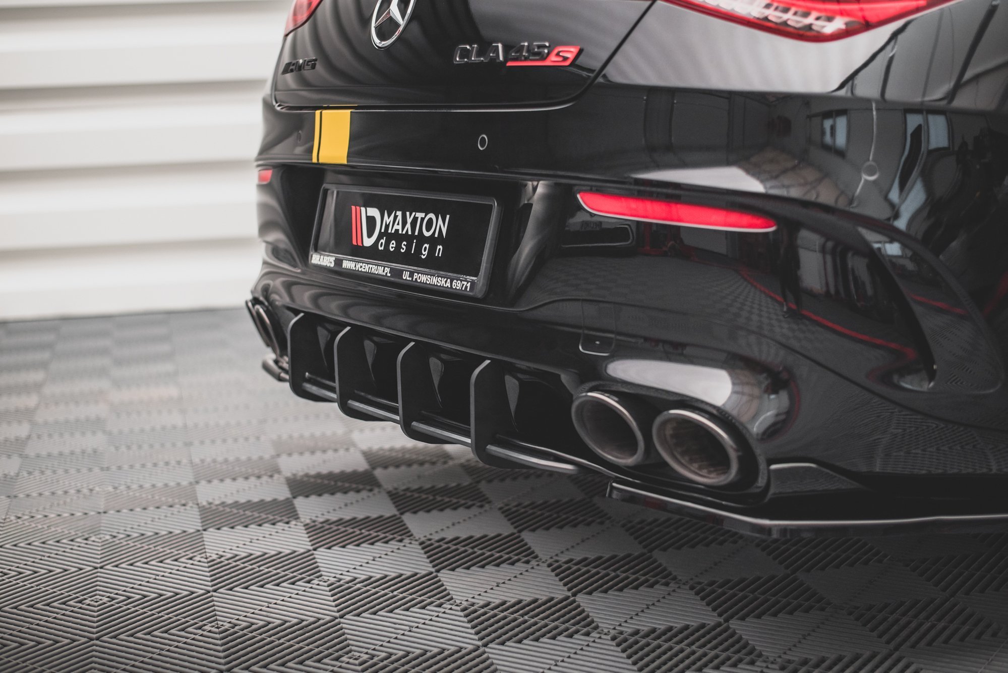 Street Pro Heckschürze Heck Ansatz Diffusor passend für Mercedes-AMG CLA 35 / 45 Aero C118 schwarz-rot