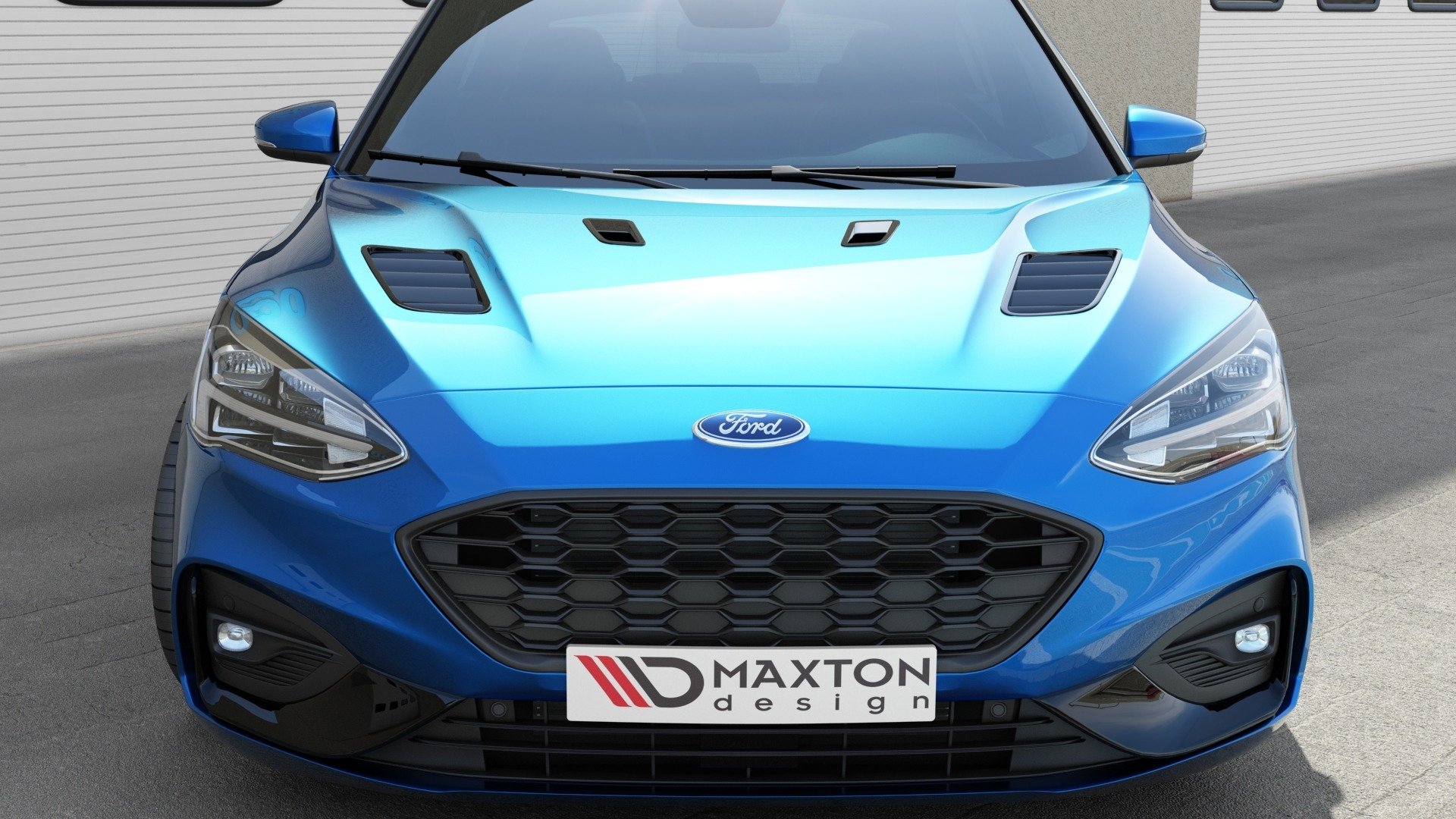 Motorhauben Luftschlitze Ford Focus ST-Line / ST Mk4 Groß schwarz Hochglanz