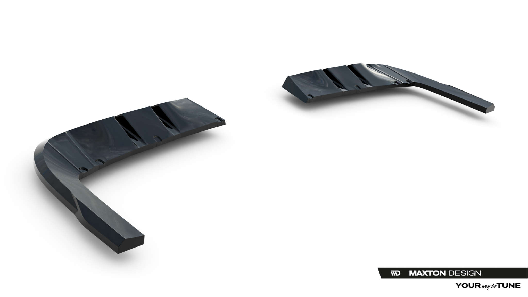 Heck Ansatz Flaps Diffusor passend für Ford Transit Custom MSRT Mk2 schwarz Hochglanz