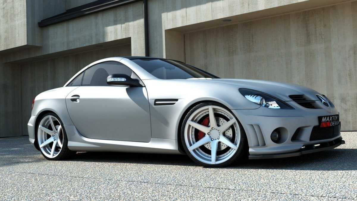 Street+ Spoilerlippe Front Ansatz passend für Mercedes SLK R171 passend für ME-SLK-R171-AMG204-F1 schwarz matt