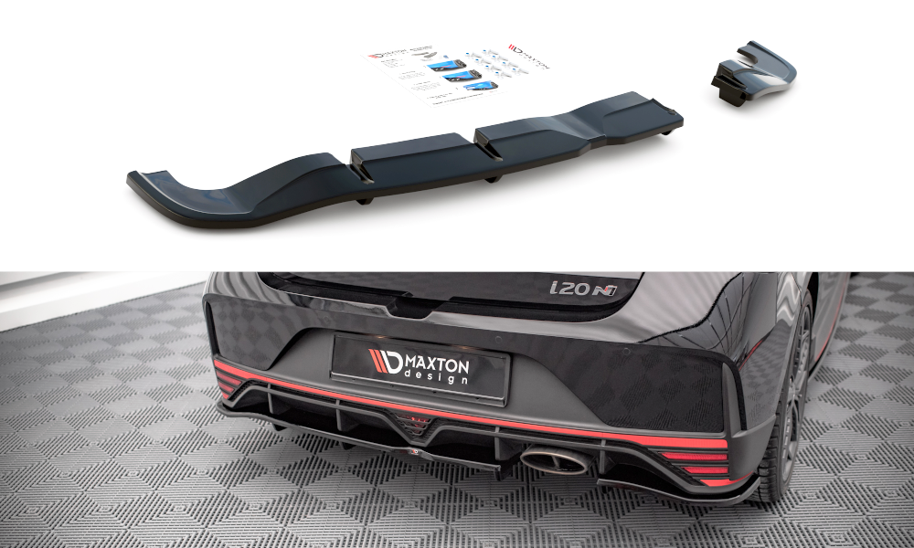 Street+ Mittlerer Diffusor RACE Heck Ansatz passend für Hyundai I20 N Mk3 schwarz Hochglanz