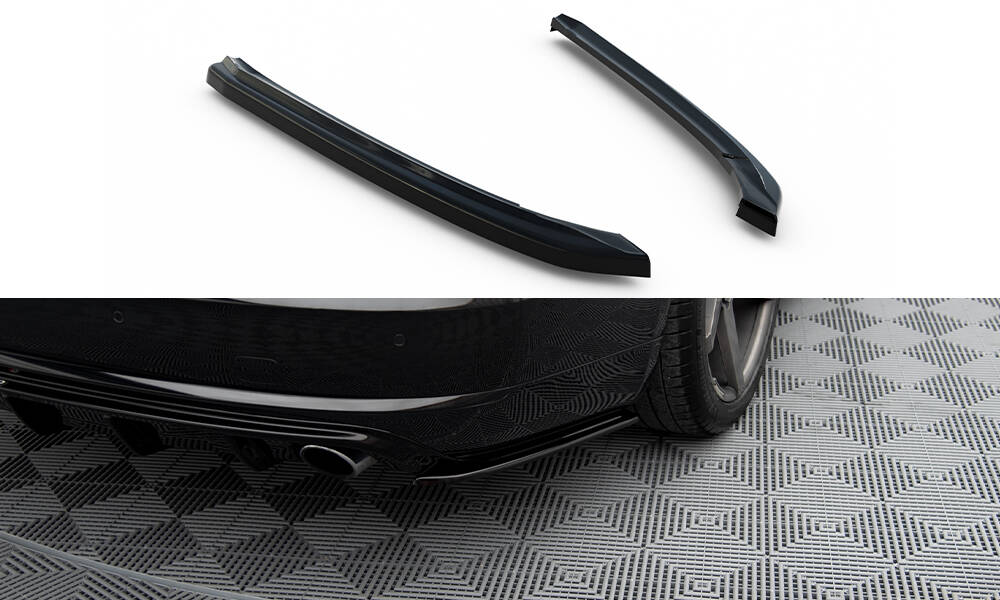 Heck Ansatz Flaps Diffusor für Audi A8 D4 schwarz Hochglanz