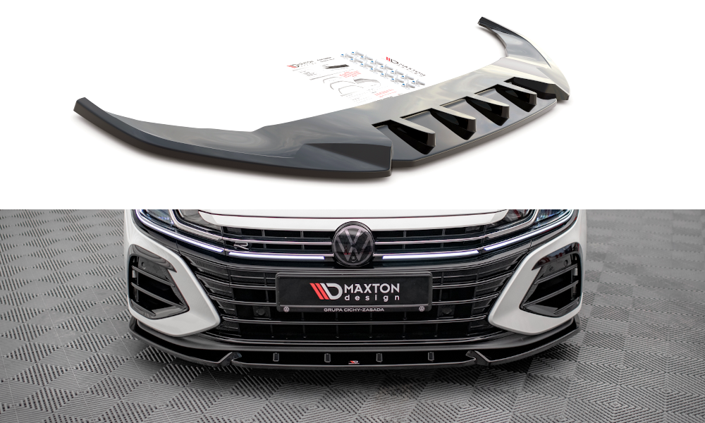 Street+ Spoilerlippe Front Ansatz V.2 passend für VW Arteon R Limousine / Shooting Brake Mk1 FL schwarz Hochglanz