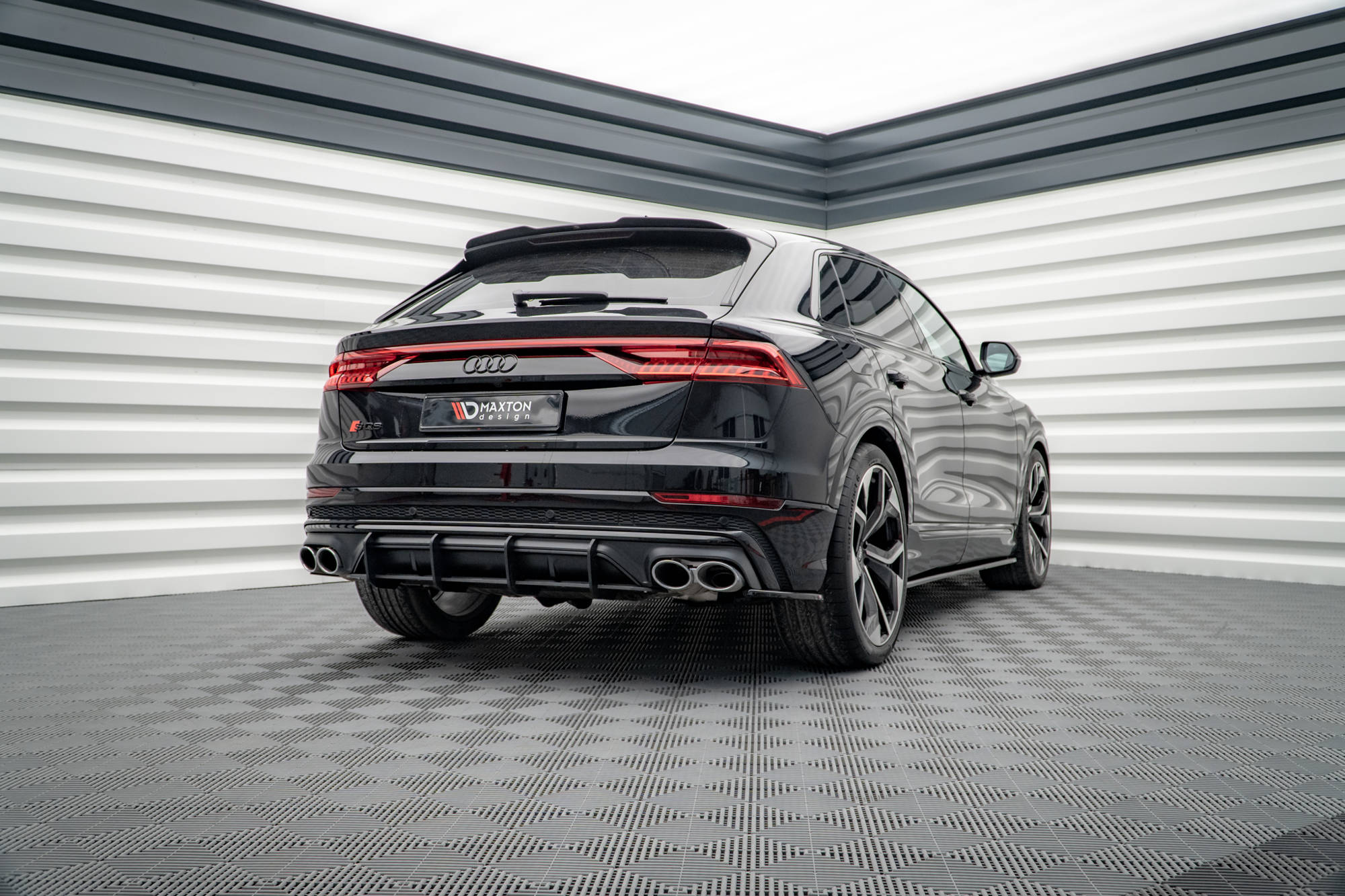 Street Pro Heckschürze Heck Ansatz Diffusor passend für Audi SQ8 / Q8 S-Line Mk1 rot