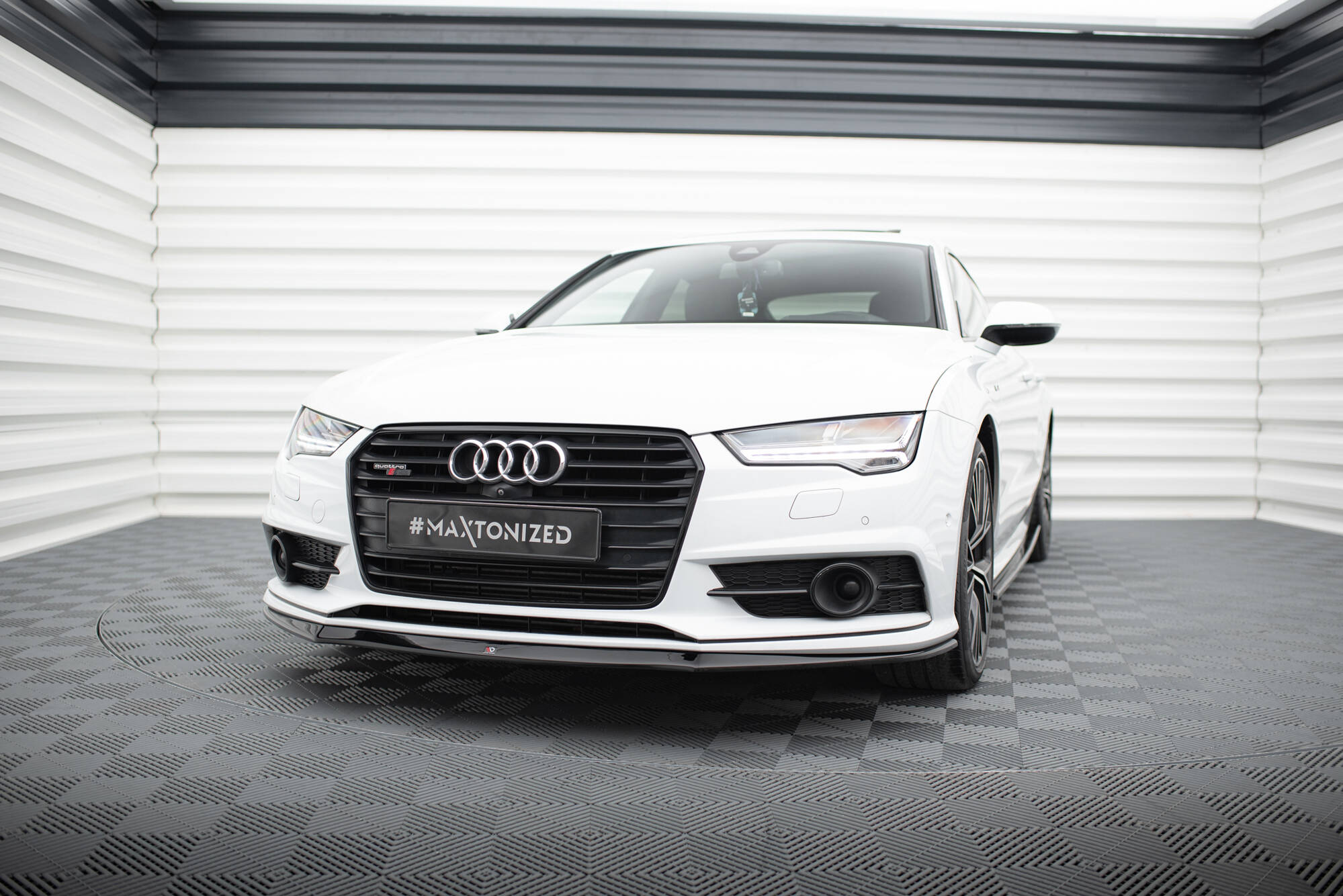Street+ Spoilerlippe Front Ansatz passend für Audi S7 / A7 S-Line C7 FL schwarz Hochglanz