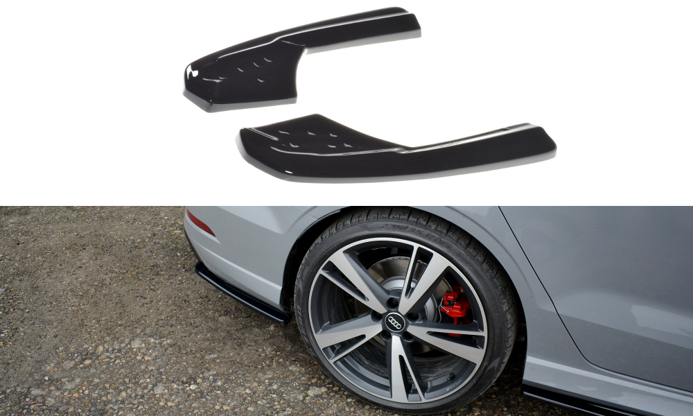 Heck Ansatz Flaps Diffusor für Audi RS3 Limousine 8V Facelift schwarz Hochglanz