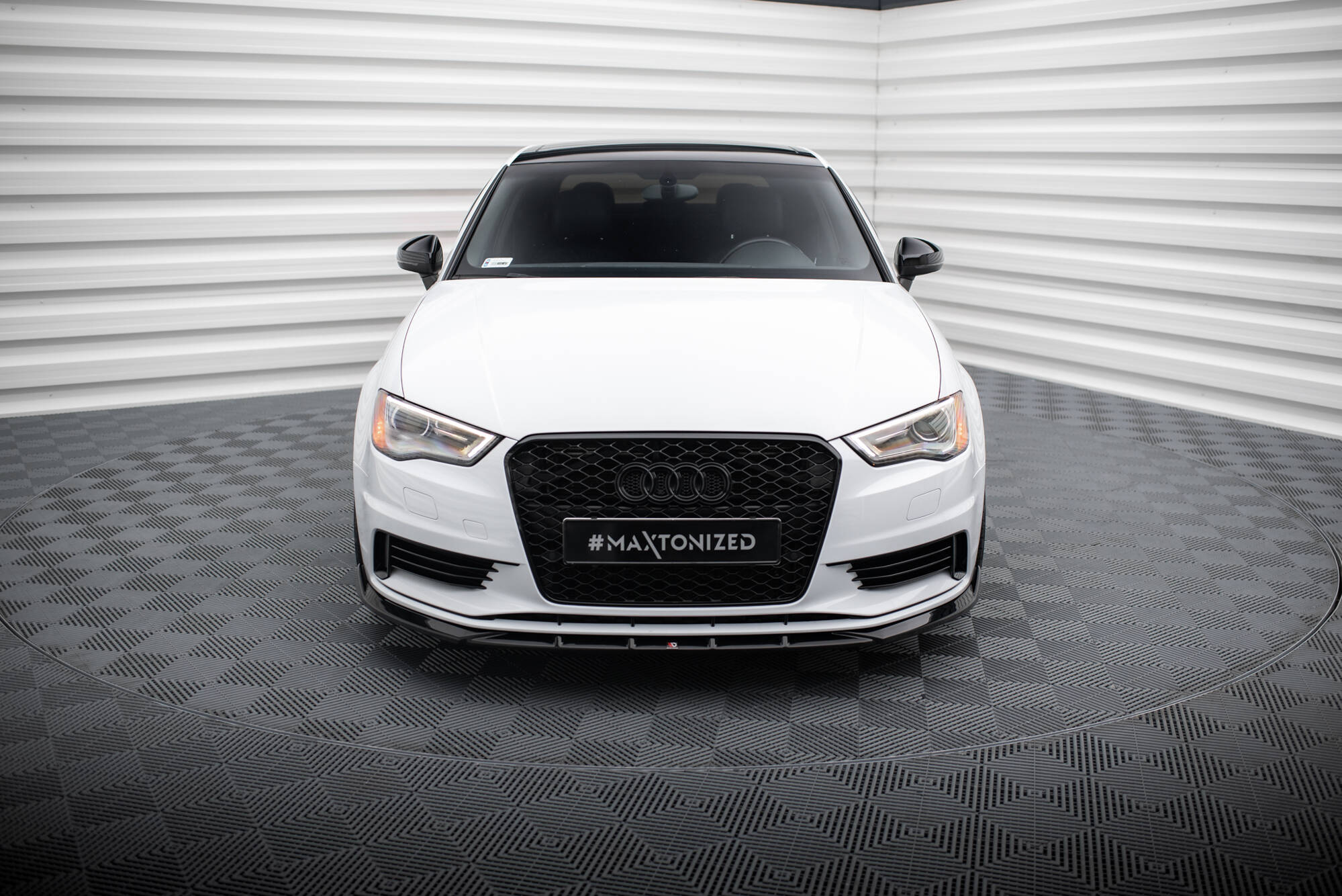 Street+ Spoilerlippe Front Ansatz V.1 passend für Audi A3 Limousine 8V schwarz Hochglanz