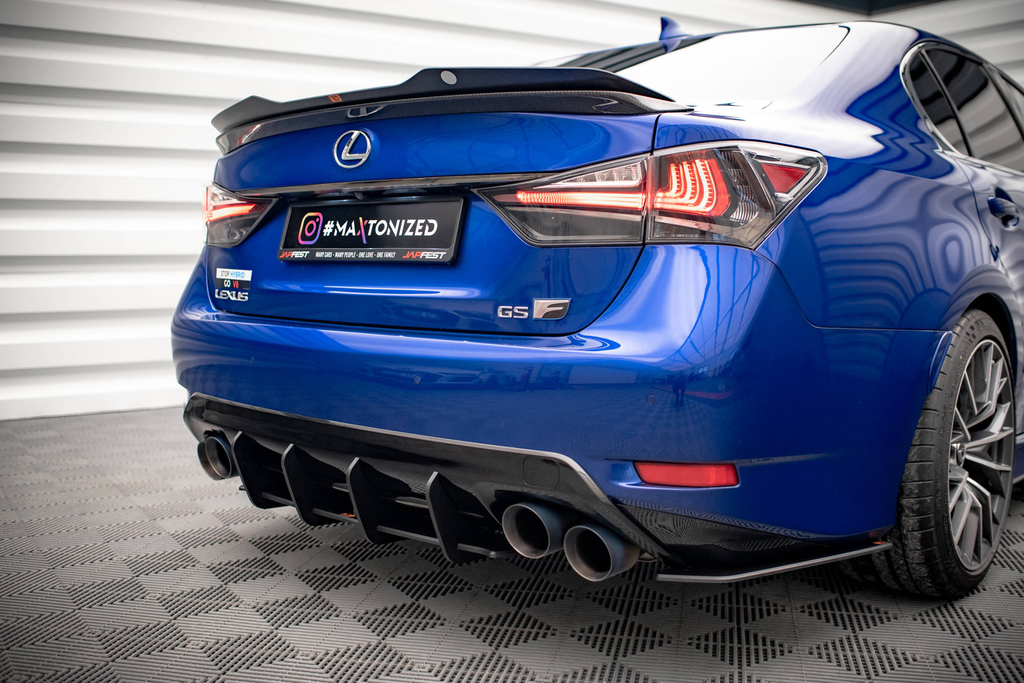 Street Pro Heckschürze Heck Ansatz Diffusor passend für Lexus GS F Mk4 FL rot