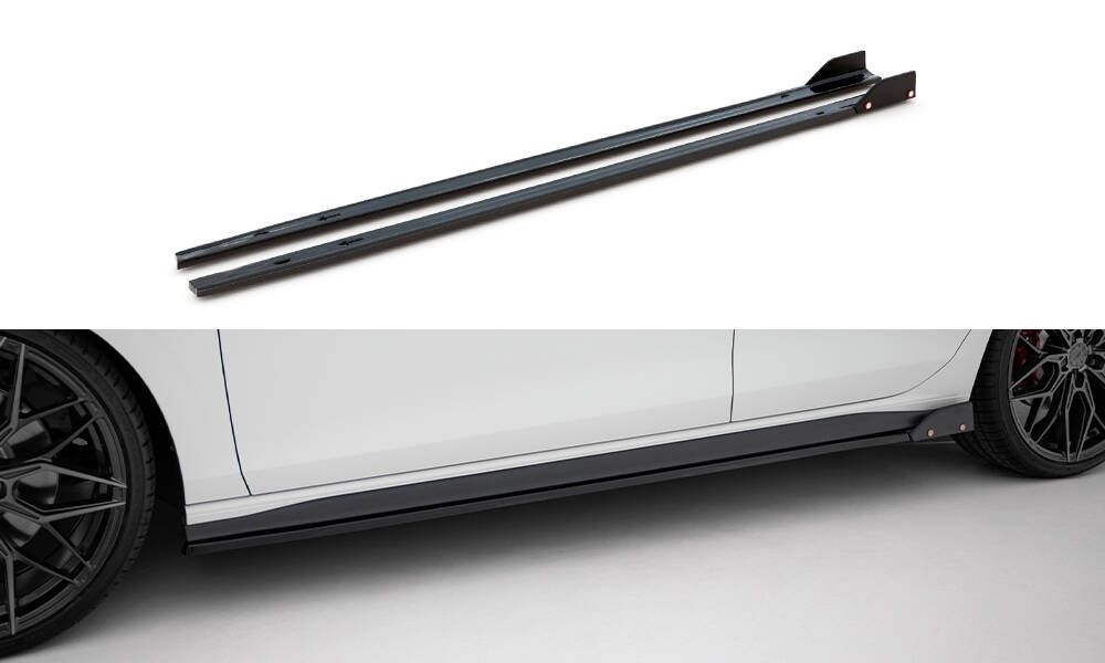Street+ Seitenschweller Leisten V.2 + Flaps passend für VW Golf GTI / GTE / GTI Clubsport / GTD / R-Line Mk8