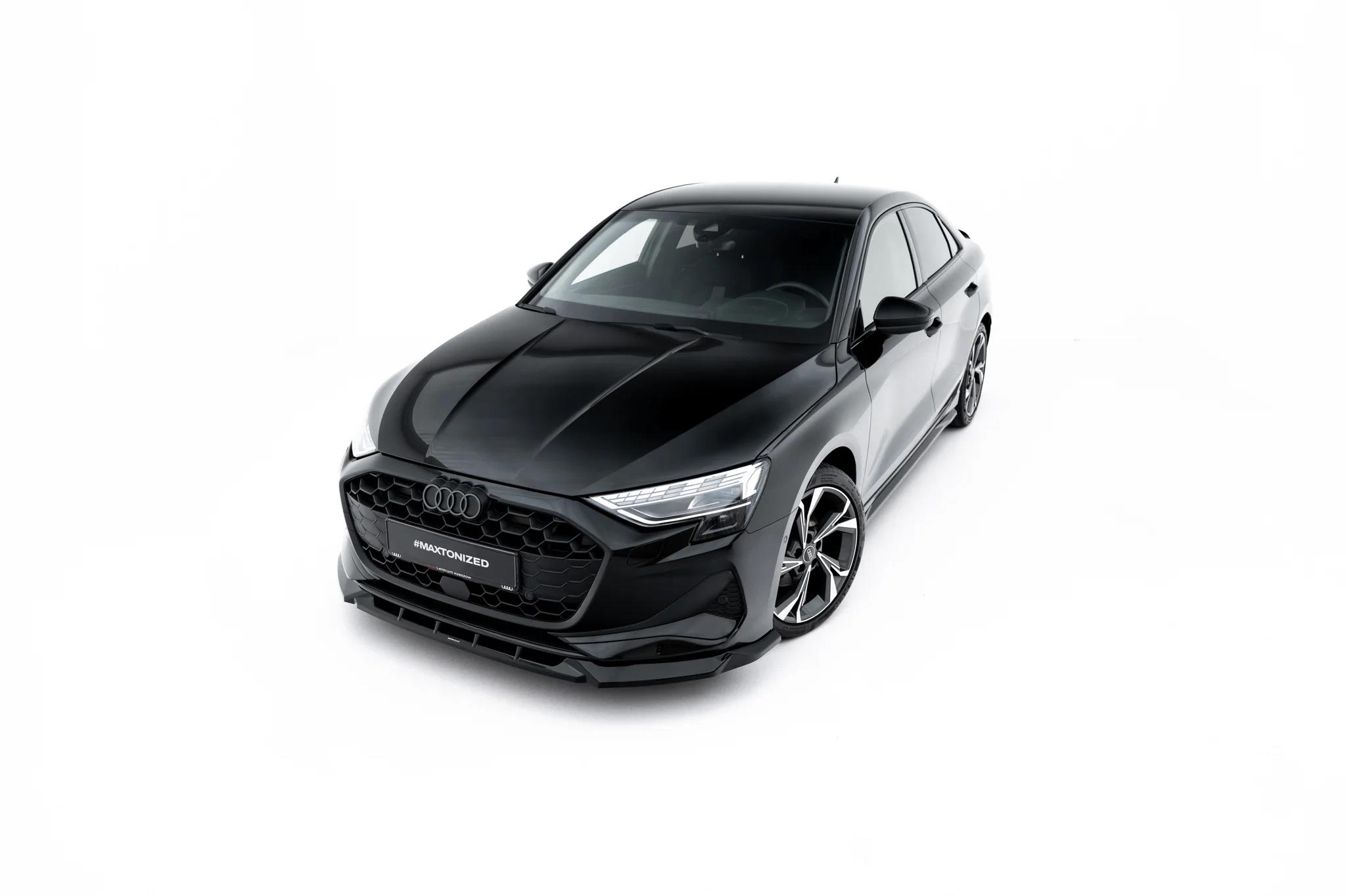 Street+ Spoilerlippe Front Ansatz V.1 passend für Audi A3 Limousine 8Y Facelift schwarz Hochglanz