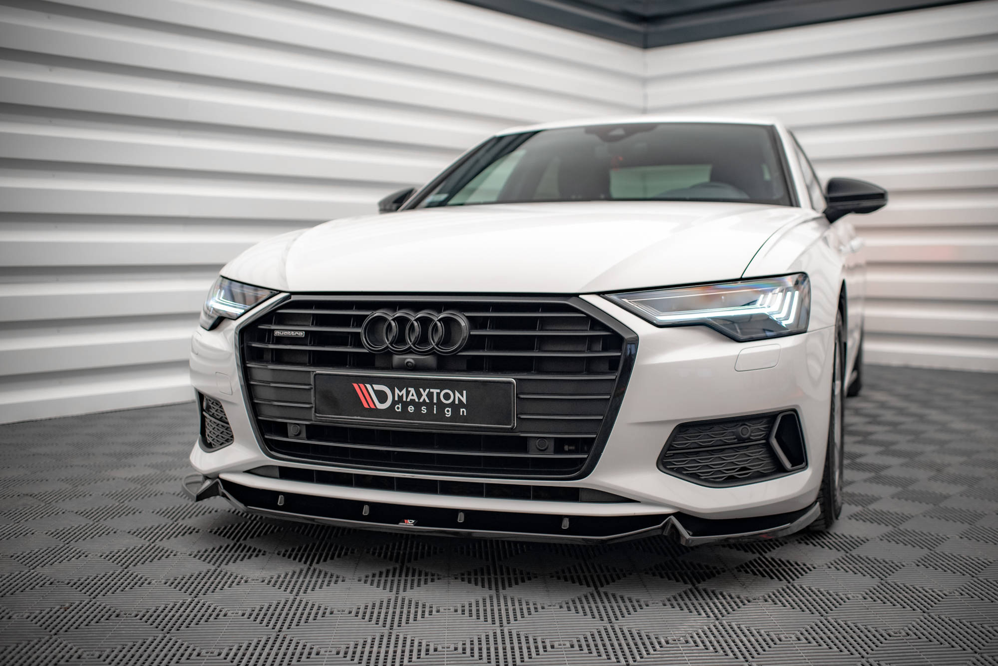 Street+ Spoilerlippe Front Ansatz V.2 passend für Audi A6 C8 schwarz Hochglanz