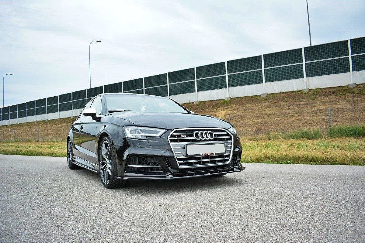 Front Ansatz für V.1 Audi S3 / A3 S-Line Hatchback / Sportback 8V Facelift schwarz Hochglanz