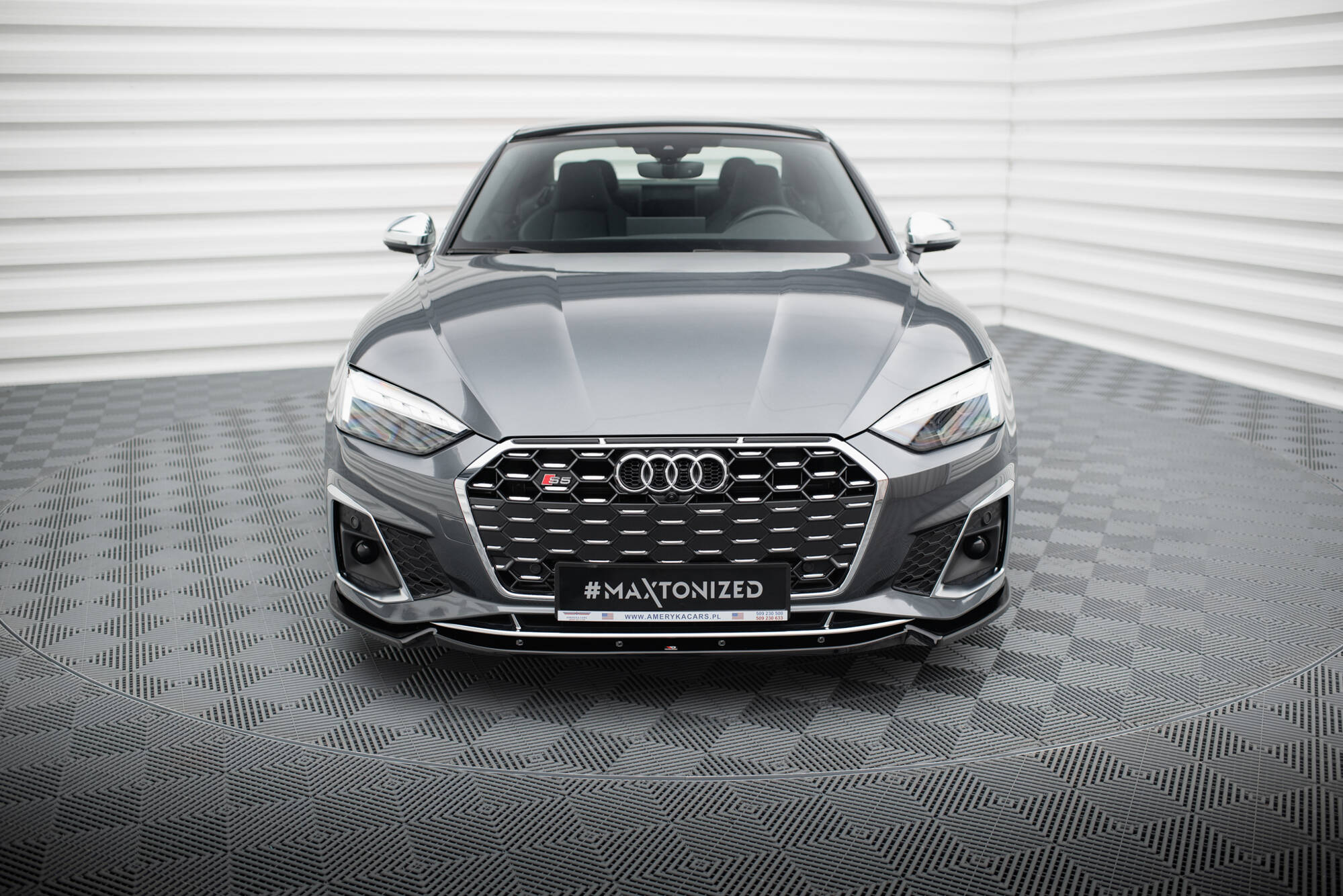 Street+ Spoilerlippe Front Ansatz V.2 passend für Audi S5 / A5 S-Line F5 FL schwarz Hochglanz