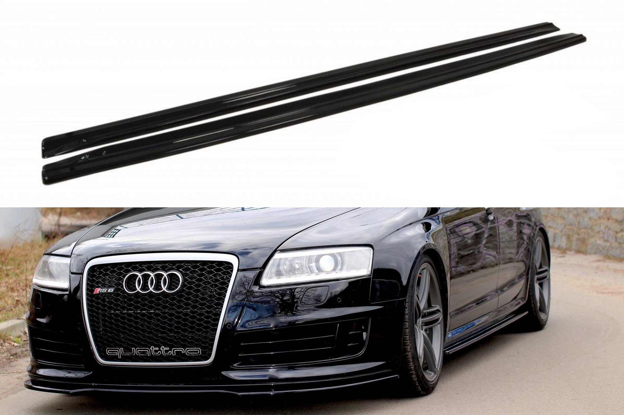 Street+ Seitenschweller Leisten passend für Audi RS6 C6 schwarz Hochglanz