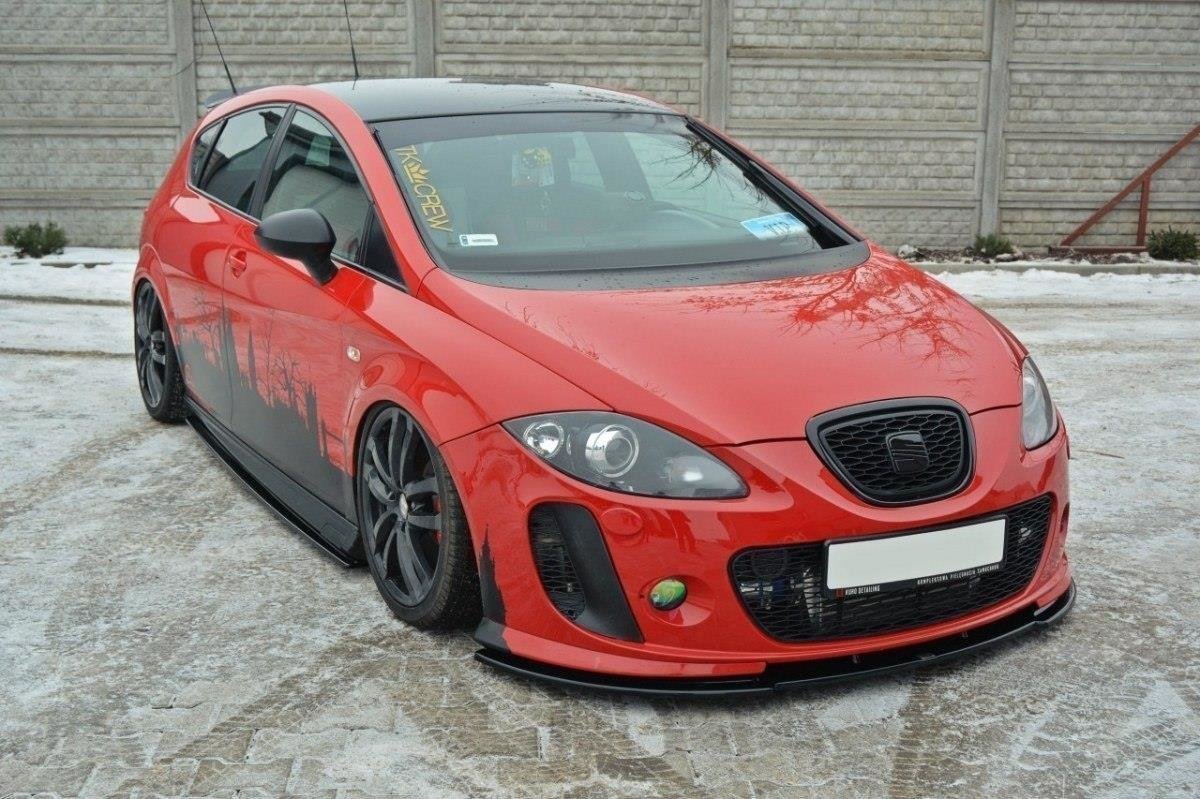 Street+ Spoilerlippe Front Ansatz passend für Seat Leon II MS Design schwarz Hochglanz