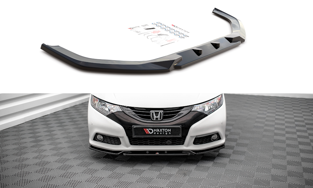 Street+ Spoilerlippe Front Ansatz V.2 passend für Honda Civic Mk9 schwarz Hochglanz