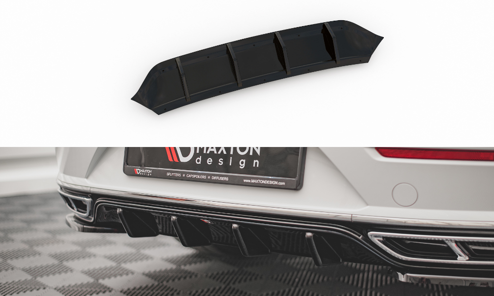 Street+ Heck Ansatz Diffusor passend für VW Arteon R-Line Limousine / Shooting Brake Mk1 FL schwarz Hochglanz