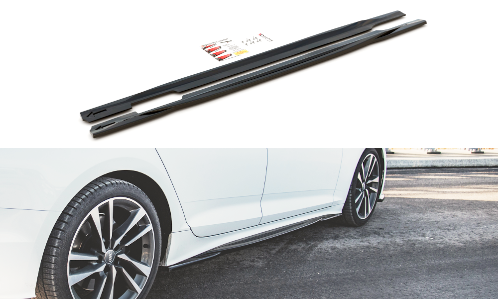 Street+ Seitenschweller Leisten passend für Audi S5 / A5 S-Line Sportback F5 FL schwarz Hochglanz