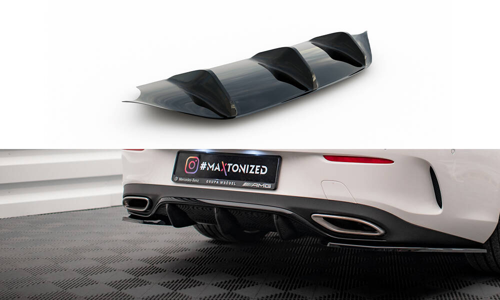 Diffusor Heck Ansatz für Mercedes-Benz E-Klasse W213 Coupe C238 / Cabriolet A238 AMG-Line schwarz Hochglanz