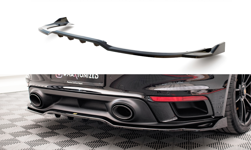 Street+ Mittlerer Diffusor RACE Heck Ansatz passend für Porsche 911 Turbo S 992 schwarz Hochglanz