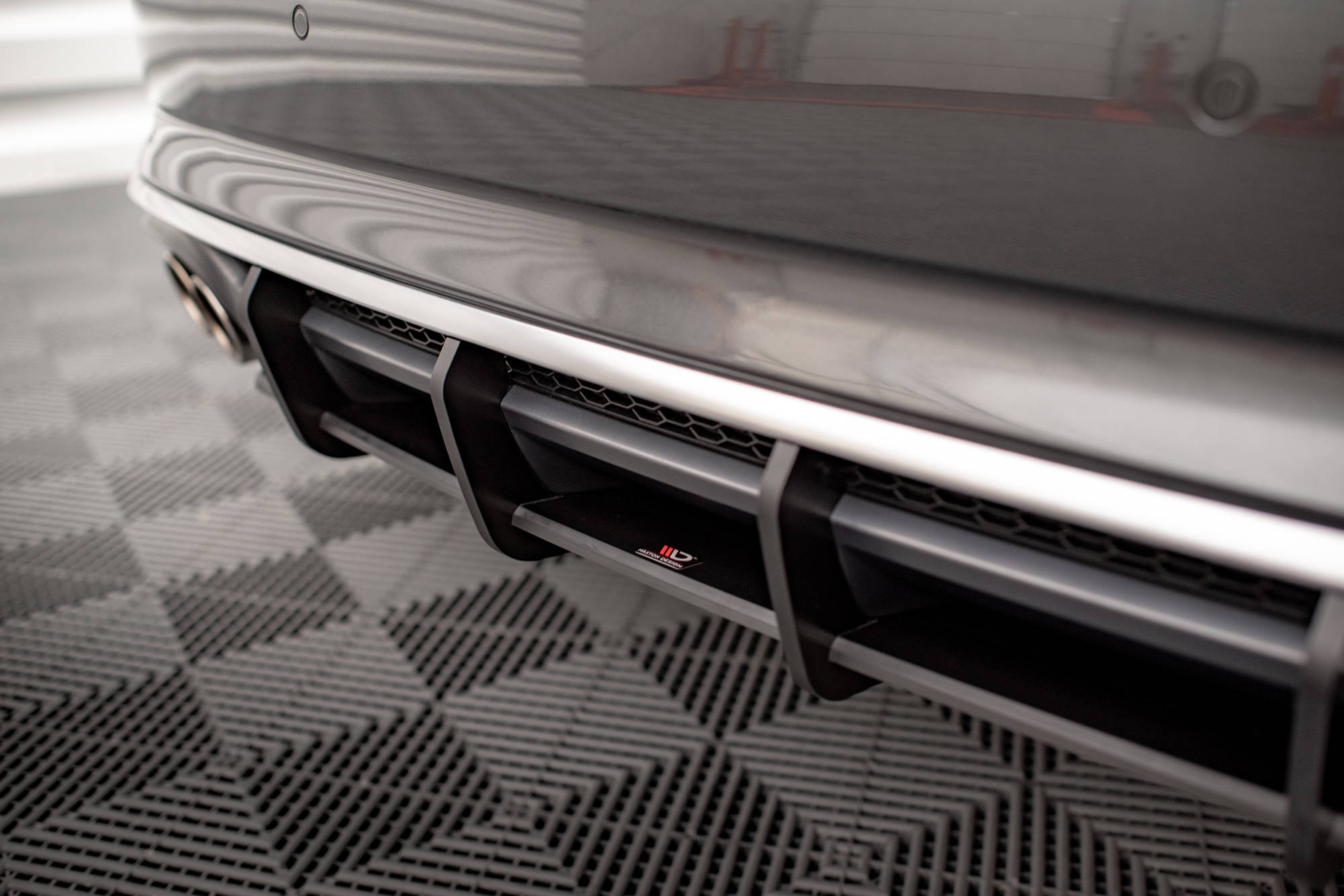 Street Pro Heckschürze Heck Ansatz Diffusor passend für Audi S5 Coupe / Sportback F5 schwarz-rot
