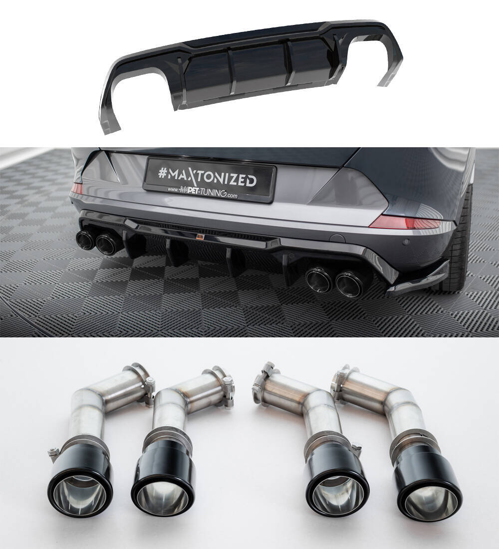 Heckansatz Diffusor V.3 + Endrohre passend für CUPRA Formentor VZ Mk1 / Mk1 FL schwarz Hochglanz