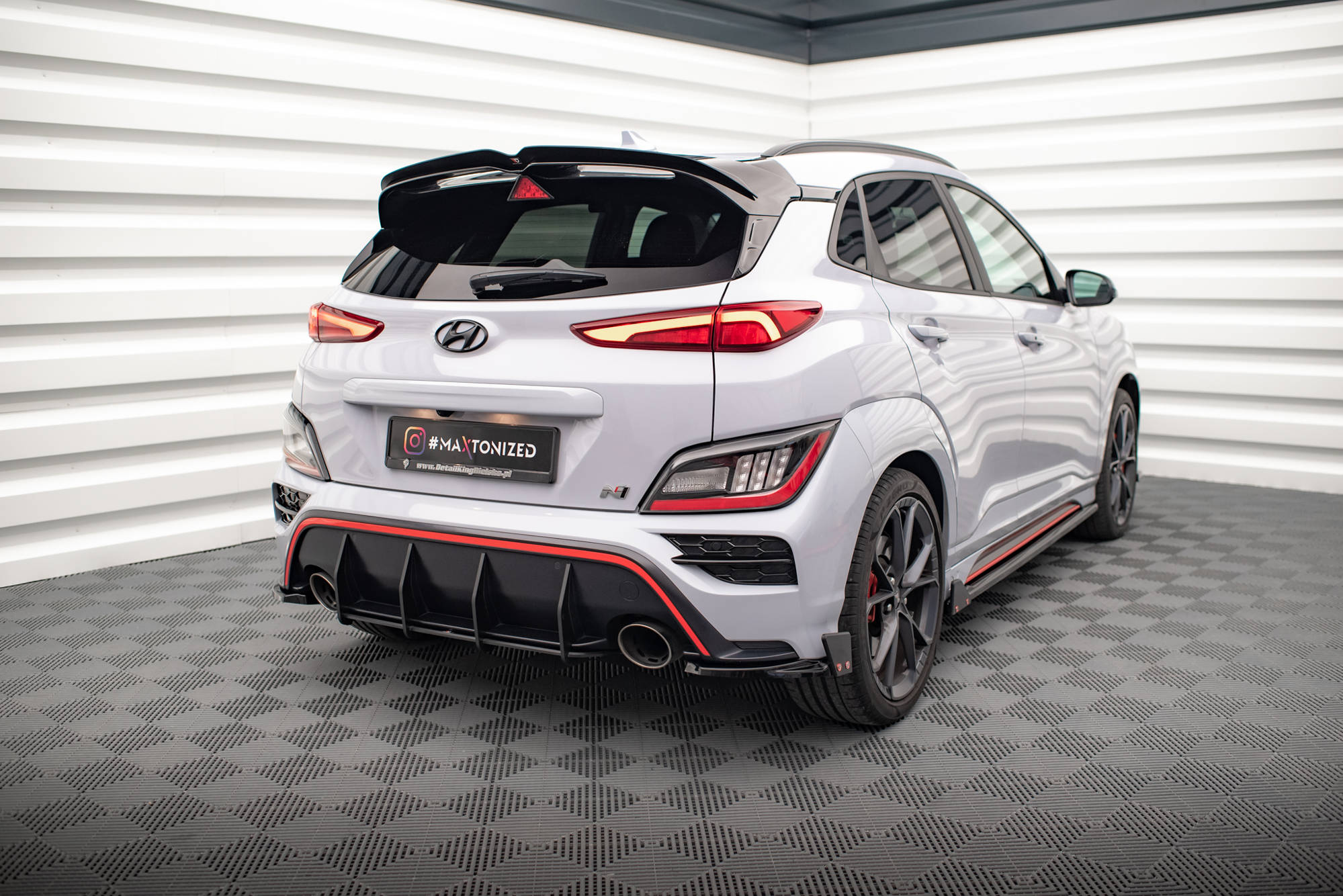 Street Pro Heckschürze Heck Ansatz Diffusor passend für Hyundai Kona N Mk1 rot