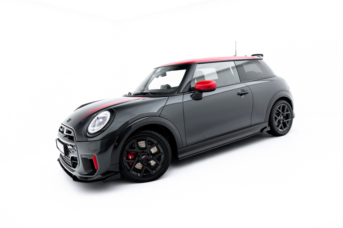Street Pro Seitenschweller Ansatz (Paar) + Flaps passend für Mini Cooper John Cooper Works F65 schwarz Hochglanz