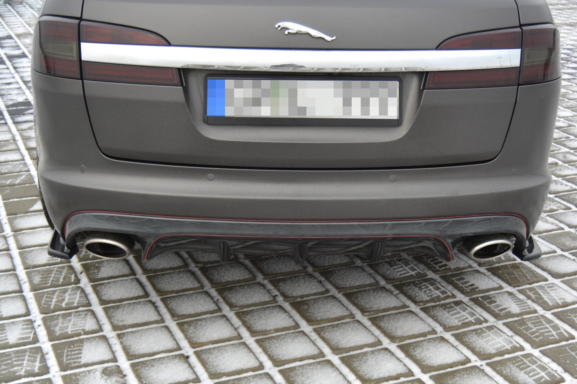 Heck Ansatz Flaps Diffusor für JAGUAR XF X250 MK1 SPORTBRAKE S-PACK schwarz Hochglanz