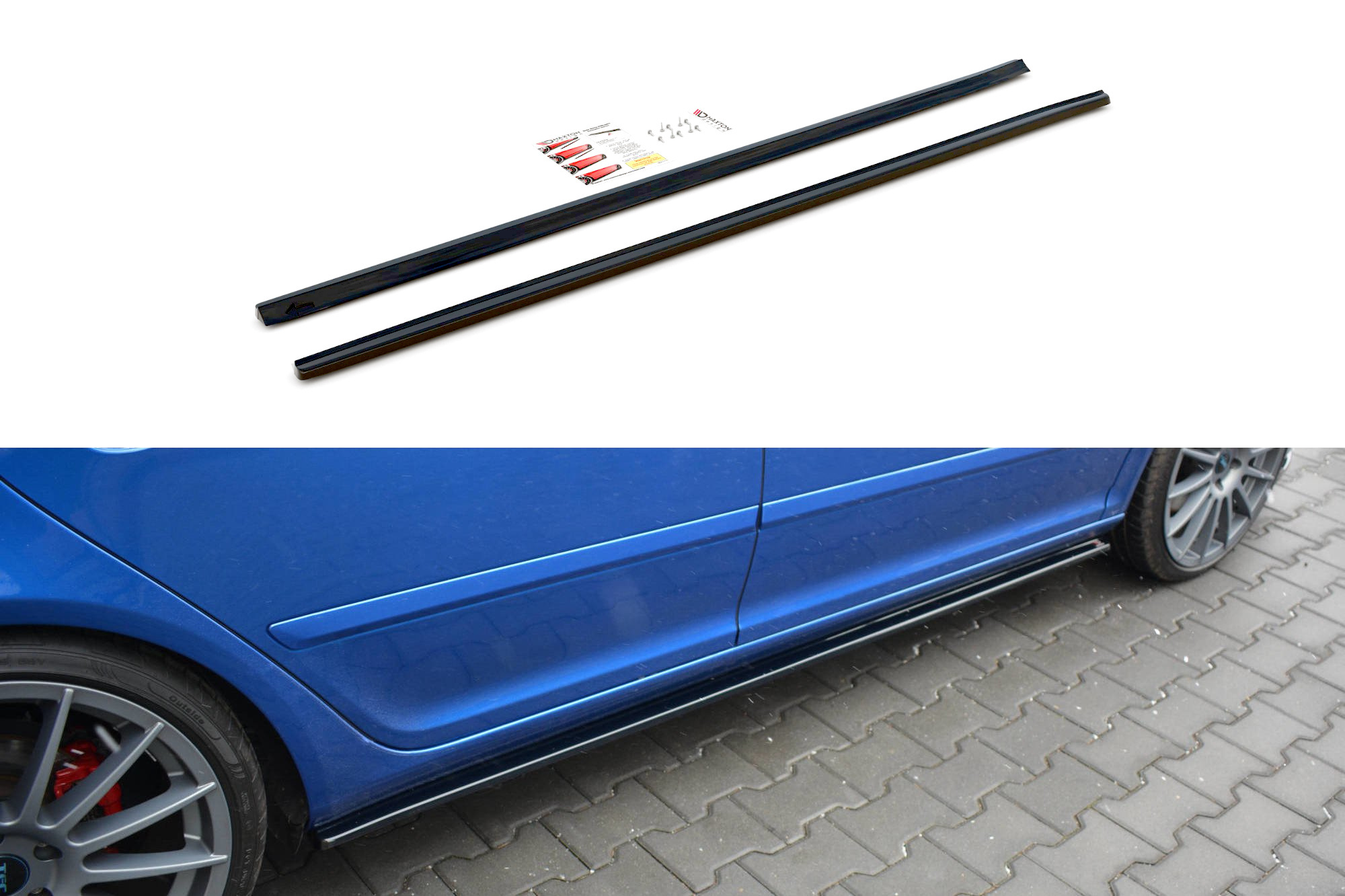 Seitenschweller Ansatz für Skoda Octavia RS Mk2 / Mk2 FL schwarz Hochglanz