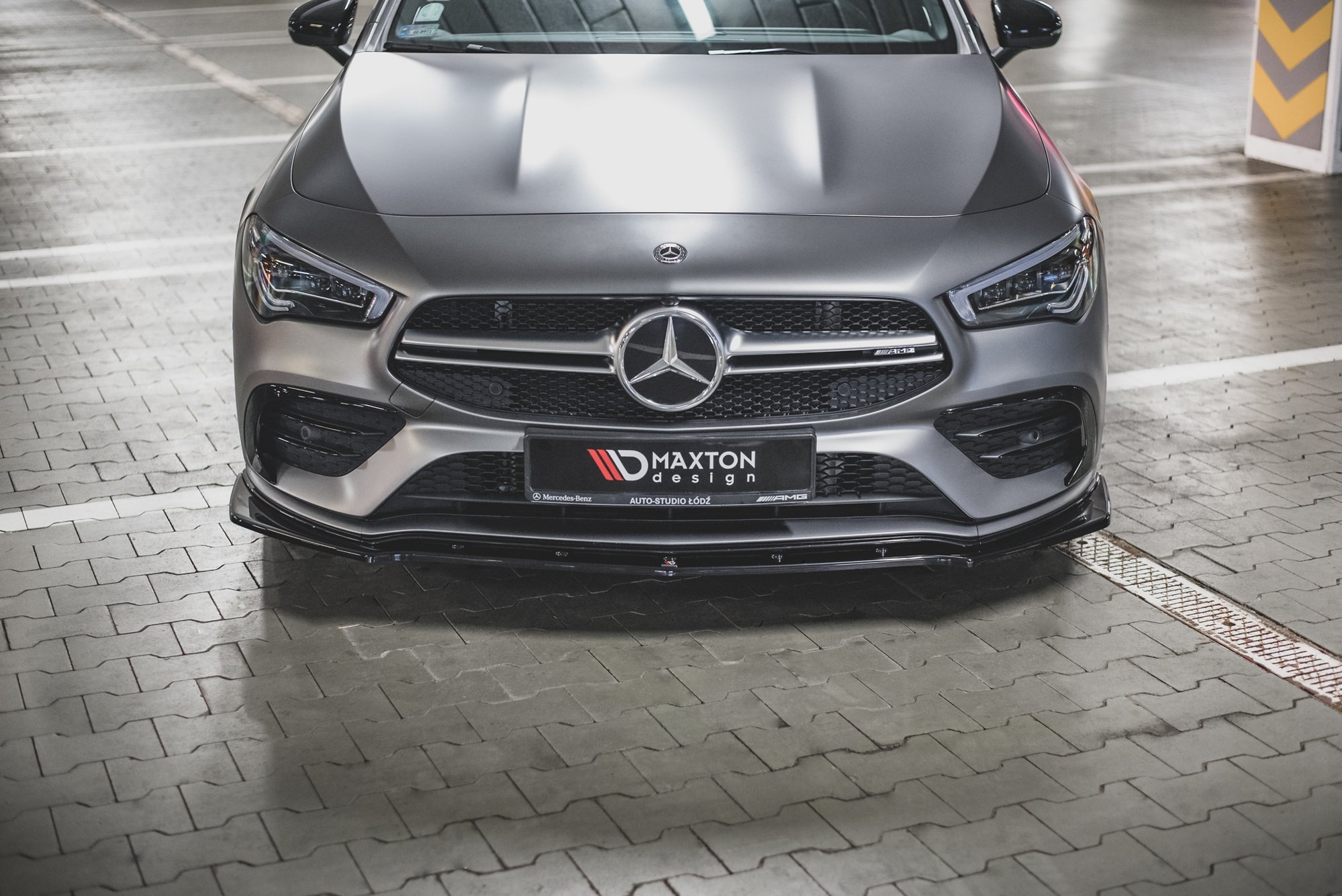 Street+ Spoilerlippe Front Ansatz V.2 passend für Mercedes-AMG CLA 35 Aero C118 schwarz Hochglanz