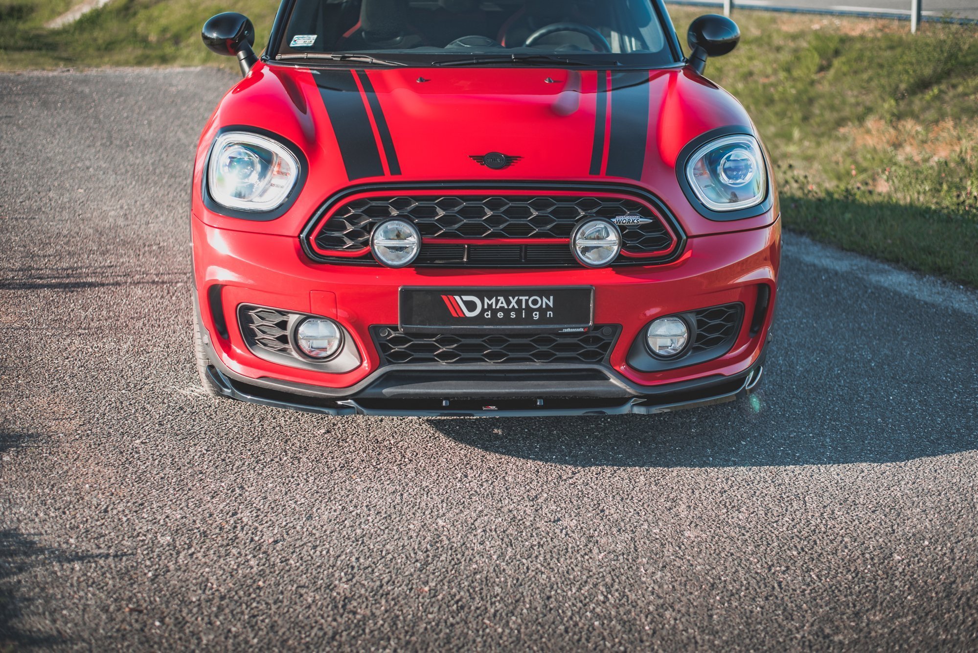 Street+ Spoilerlippe Front Ansatz V.2 passend für Mini Countryman Mk2 F60 JCW schwarz Hochglanz