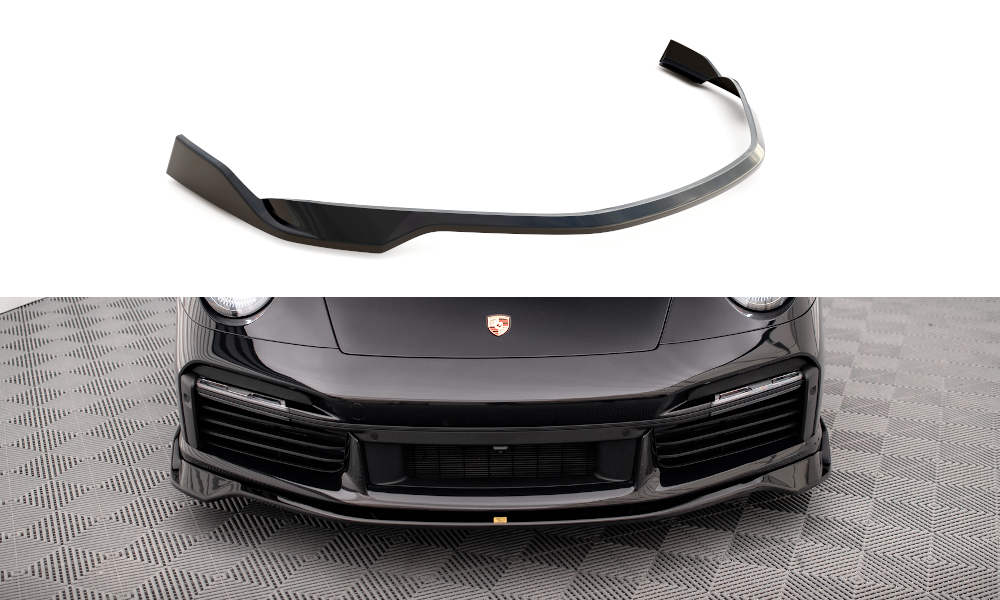 Street+ Spoilerlippe Front Ansatz passend für Porsche 911 Turbo S 992 schwarz Hochglanz