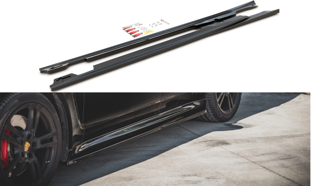 Street+ Seitenschweller Leisten V.1 passend für Porsche Panamera Turbo 970 FL schwarz Hochglanz