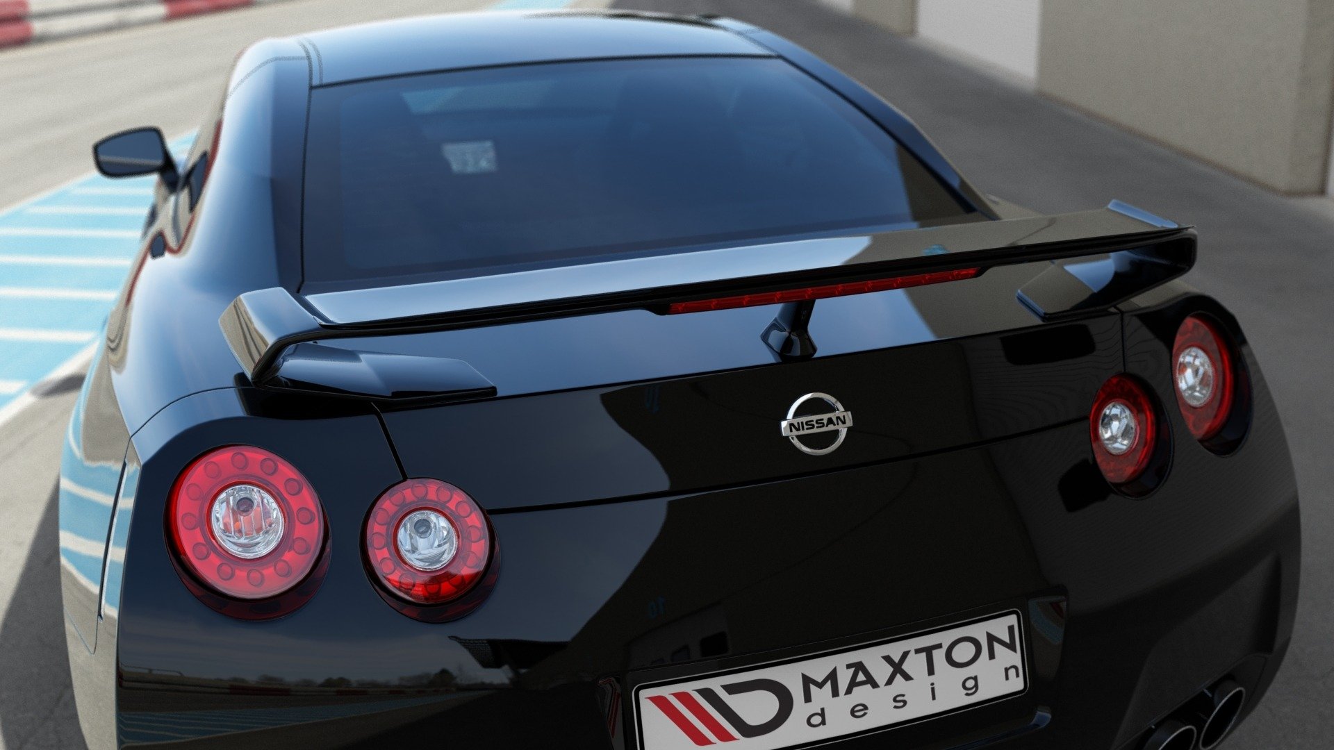 Spoiler CAP für NISSAN GT-R vor Facelift COUPE R35-SERIES 2007-2010 schwarz Hochglanz