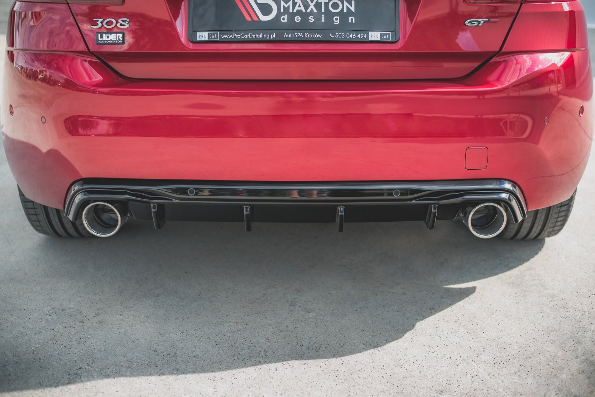 Street+ Heck Ansatz Diffusor + Endrohre passend für Peugeot 308 GT Mk2 FL