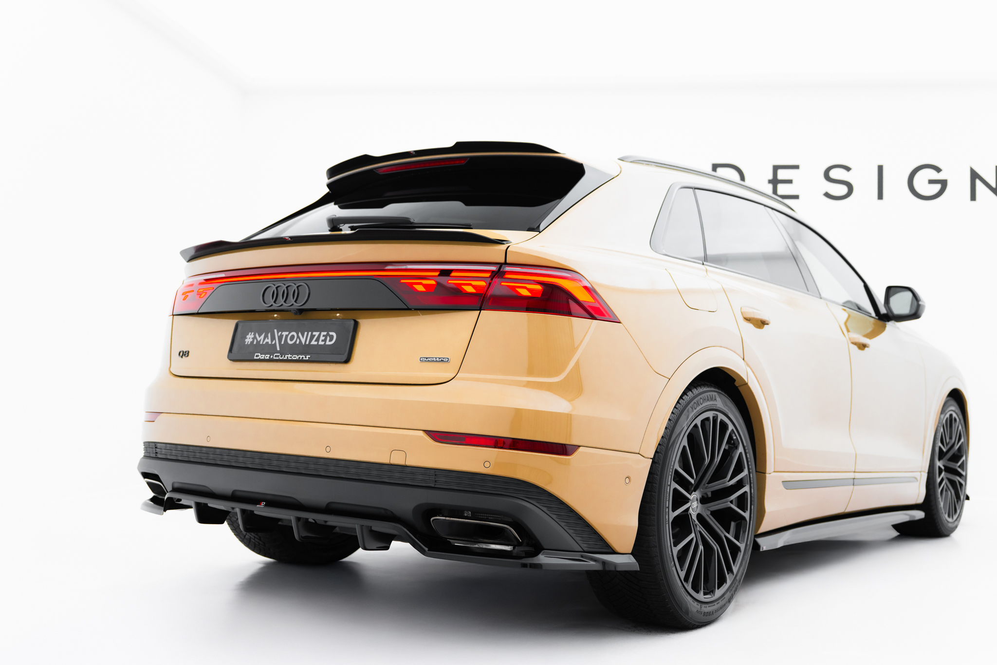 Höher Spoiler CAP für Audi Q8 S-line / SQ8 Mk1 Facelift schwarz Hochglanz