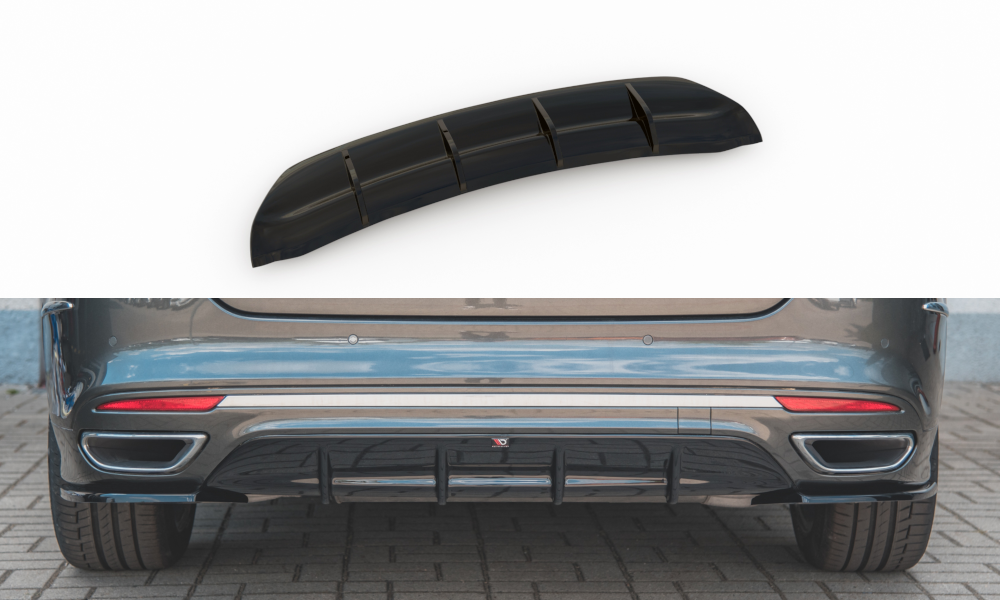 Diffusor Heck Ansatz für Ford Mondeo Vignale Mk5 Facelift schwarz Hochglanz