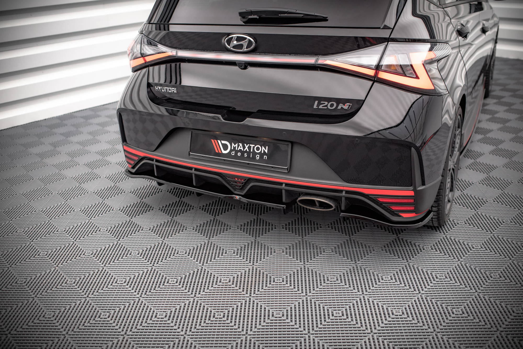 Street+ Mittlerer Diffusor RACE Heck Ansatz passend für Hyundai I20 N Mk3 schwarz Hochglanz
