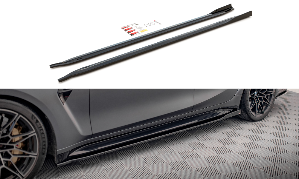 Street+ Seitenschweller Leisten V.2 passend für BMW M3 Limousine / Touring G80 / G81 schwarz Hochglanz