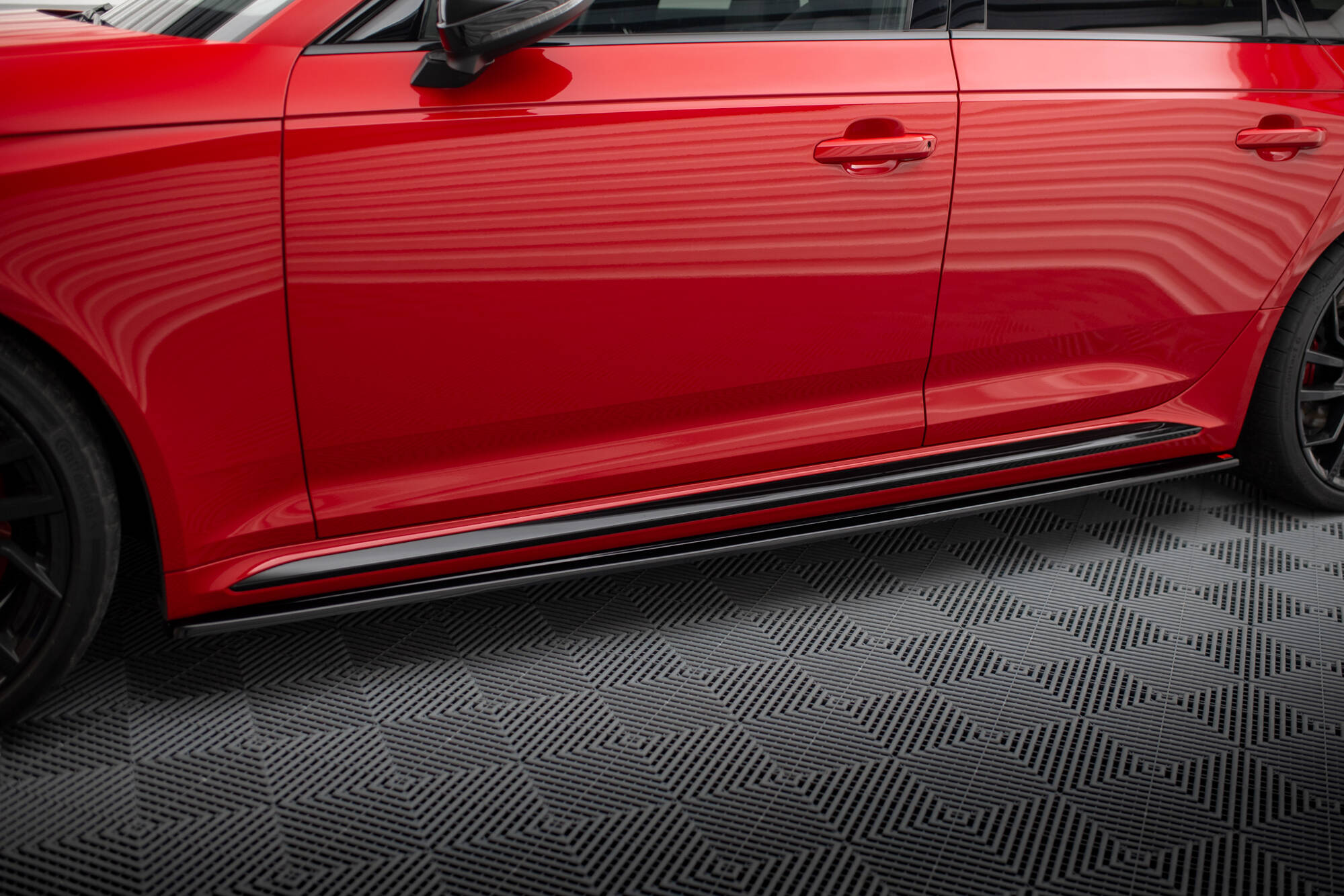 Seitenschweller Ansatz für Audi RS4 B9 / B9 Facelift schwarz Hochglanz