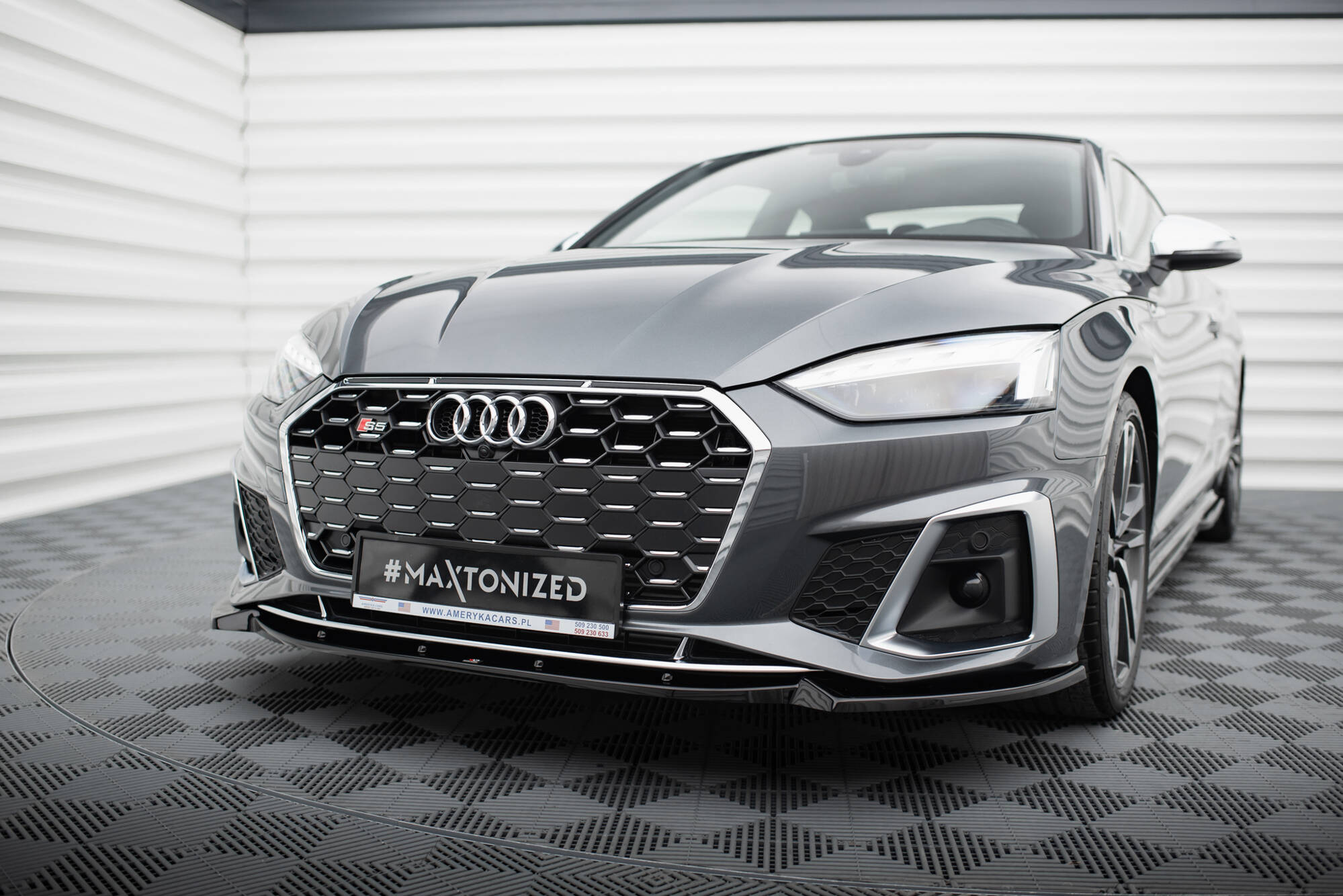 Street+ Spoilerlippe Front Ansatz V.2 passend für Audi S5 / A5 S-Line F5 FL schwarz Hochglanz
