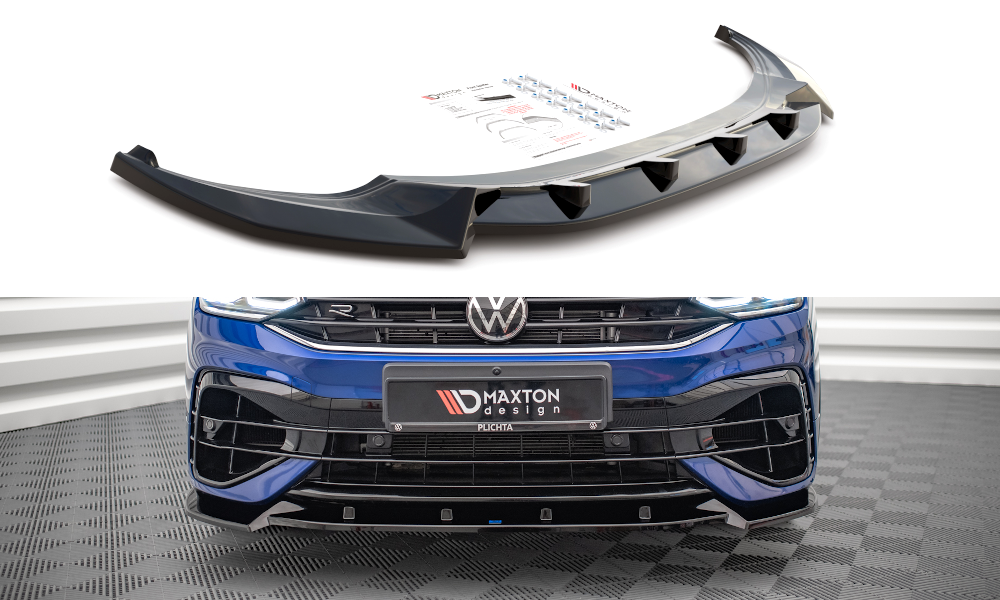 Street+ Spoilerlippe Front Ansatz V.2 passend für VW Tiguan R / R-Line Mk2 FL schwarz Hochglanz